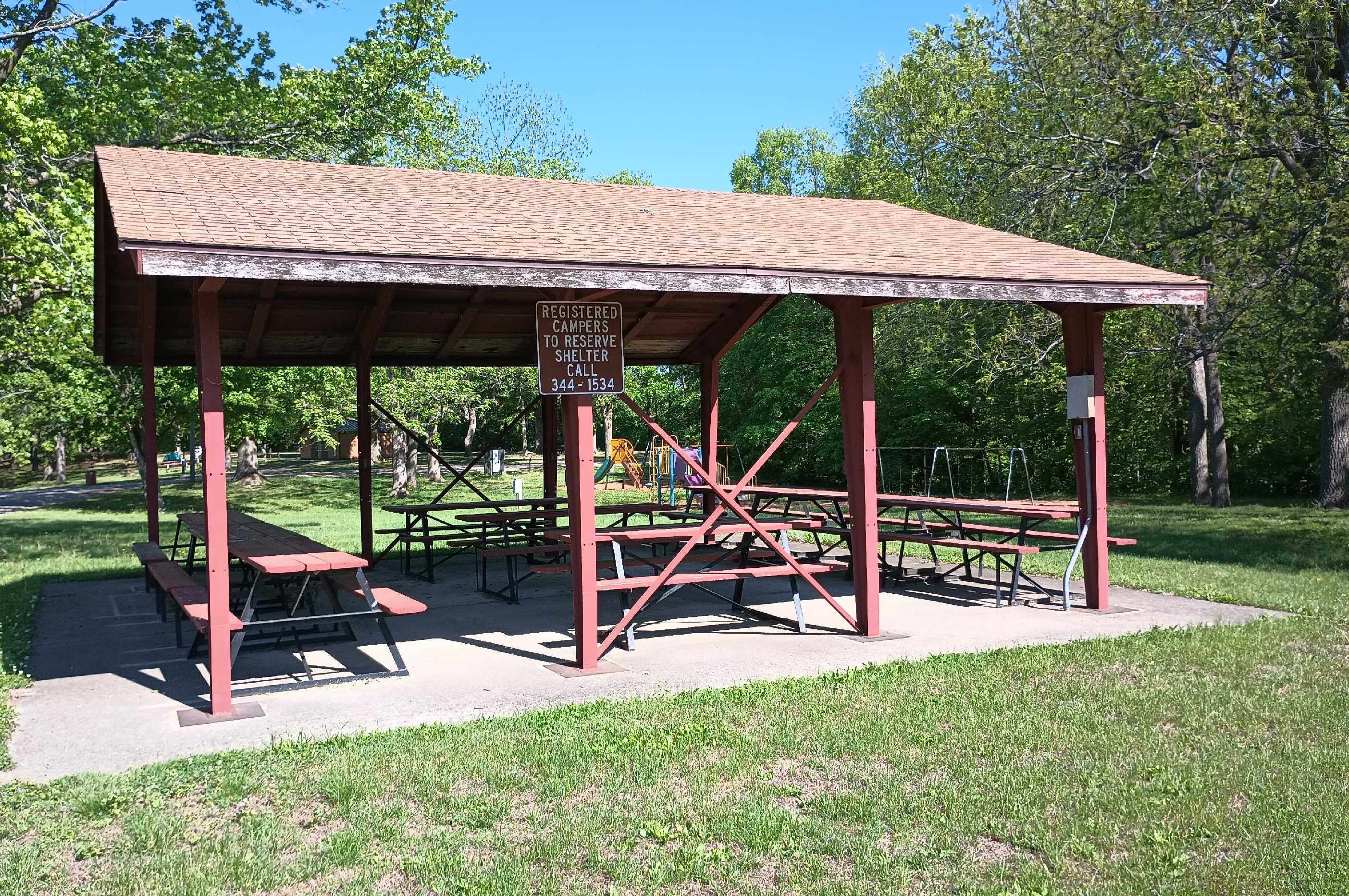 picnic shelter at a campground